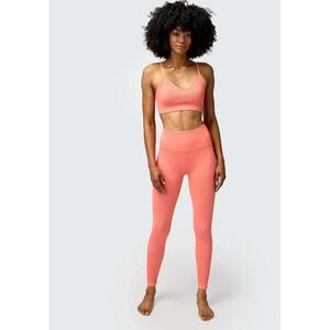 Spiritual Gangster Activewear Set Women M/L Coral Ribbed Bra and Leggings 2pc